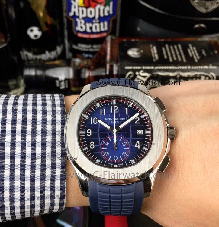 Patek Philippe Aquanaut Chrono Watch Blue Dial Blue Rubber Strap